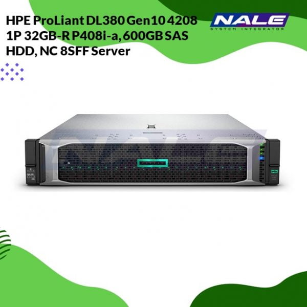 HPE ProLiant DL380 Gen10 4208 1P 32GB-R P408i-a, 600GB SAS HDD, NC 8SFF Server